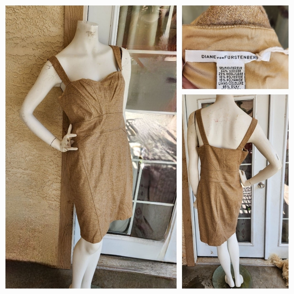 Diane von Furstenberg  Gold Wool Blend‎ Dress